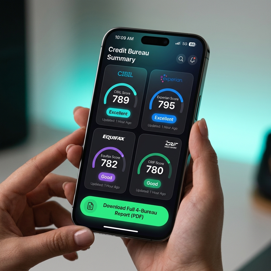 Right Lender 4-Bureau Credit Score Mockup
